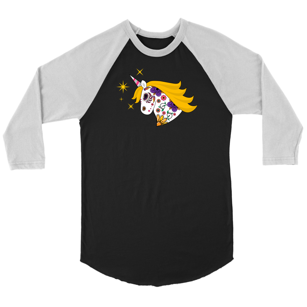 Sugar Skull Unicorn Baseball Tee